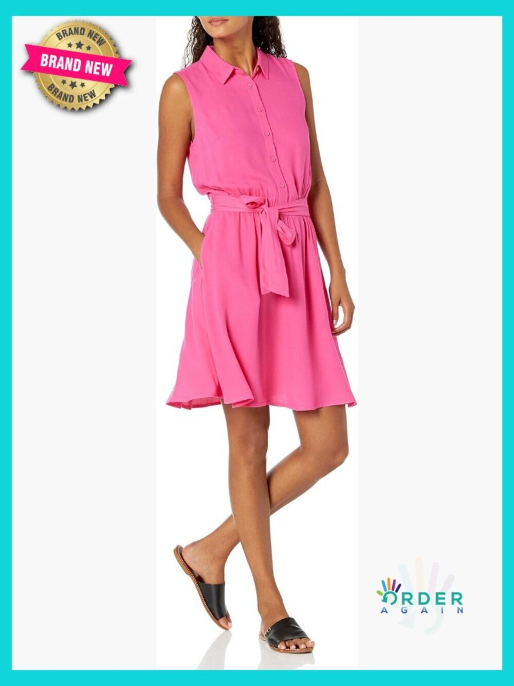 Sleeveless Woven Shirtdress Relaxed Fit Chic Summer Casual Flared Hem